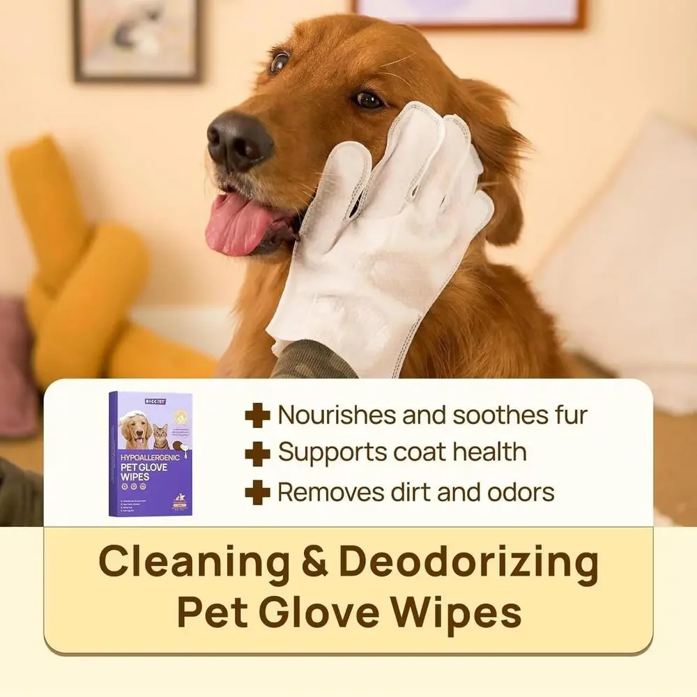 Gentle Cleaning Bath Wipes for All Pets - Quick Deodorizing Solution - 6 Wipes